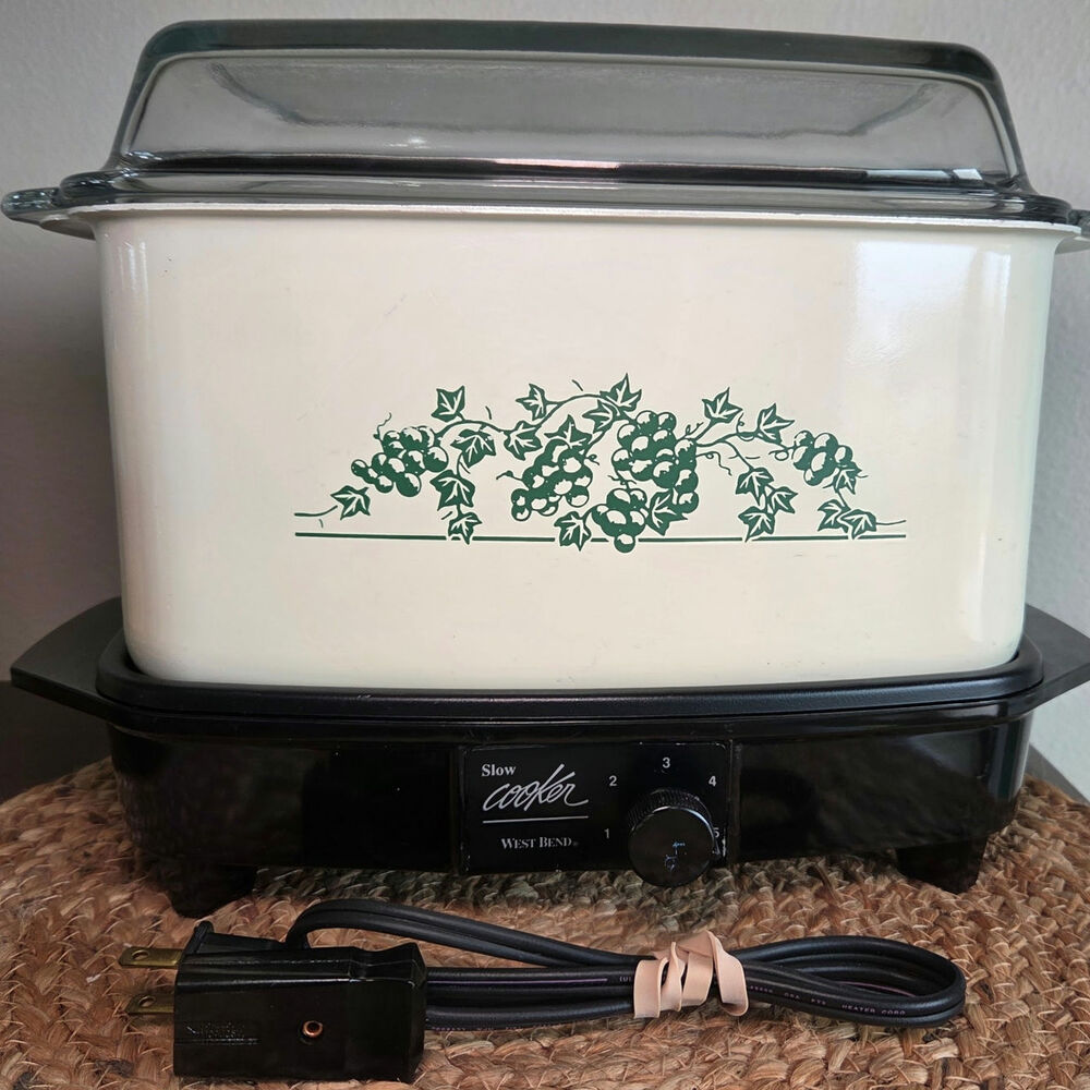 Vintage West Bend slow cooker crockpot griddle green grapes 6qt